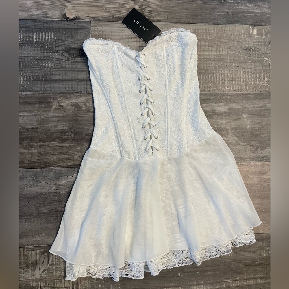 NWT Outcast White Lace Corset Dress Small
